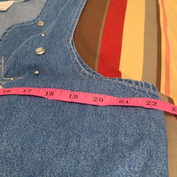 VTG Frans Dallas Cowboys Denim Open Vest Star Heart Embellishments XL Retro 80s - Picture 10 of 12